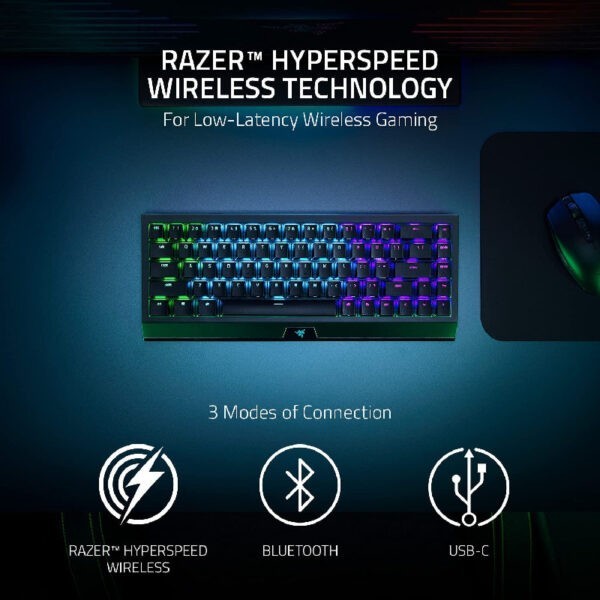 Razer BlackWidow V3 Mini HyperSpeed – Phantom Edition – Green Switch – 65 percent Wireless Mechanical Gaming Keyboard / RZ03-03892000-R3M1  (Warranty 2years with BanLeong)
