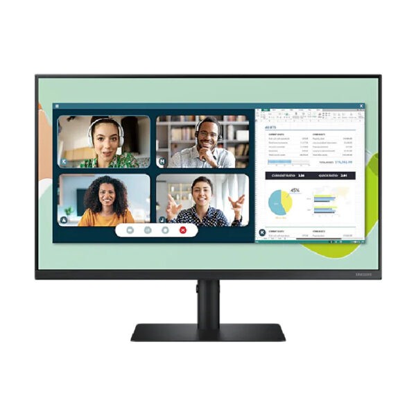 Samsung S24A400VEE 24″ S4 Webcam Monitor / In-built webcam, microphone, and speakers, perfect for collaboration / IPS 75Hz, FreeSync, DP x1 + HDMI x1, VGA x1, Headphone out x1, Built-In-Speaker, Pivotable, Height Adjustable, VESA Mount Compatible 100x100mm