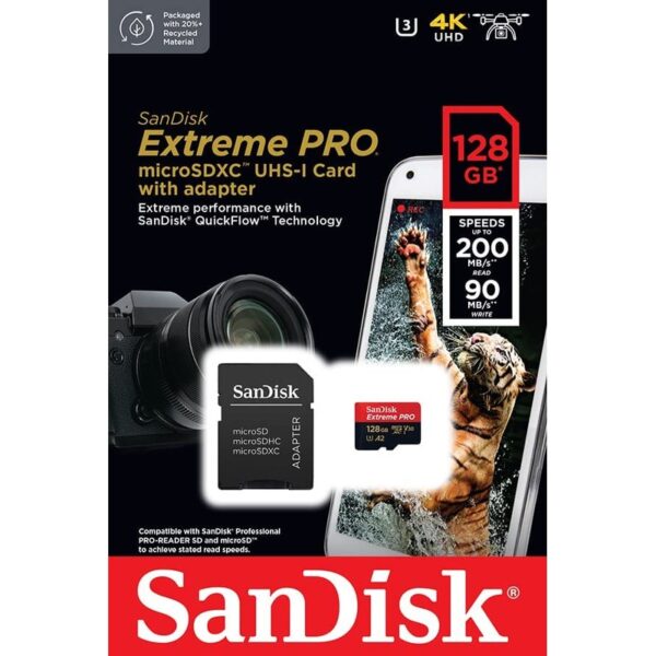 SanDisk Extreme PRO SQXCD 128GB microSDXC UHS-I Memory Card – SDSQXCD-128G-GN6MA