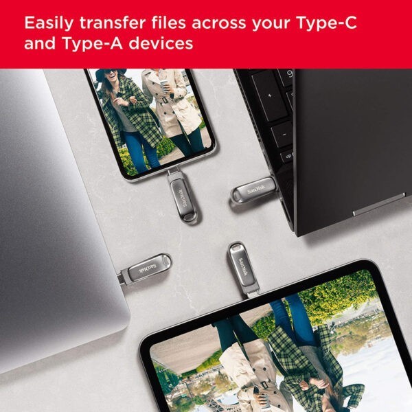 SanDisk SDDDC4 512GB Ultra Dual Drive Luxe USB Type-C for Smartphones, Tablets and Computers – SDDDC4-512G-G46 (Warranty 5years with Local Distributor)