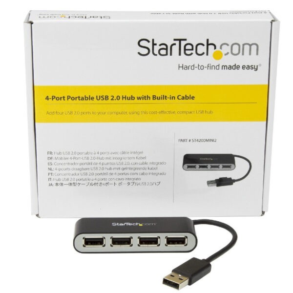 StarTech.com ST4200MINI2 4 Port Portable USB2.0 HUB with Built-in Cable (Warranty 2years)