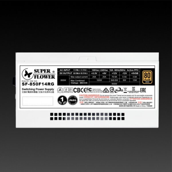 SuperFlower Leadex III Gold ARGB 850W / 80+Gold ATX Power Supply / White : SF-850F14RG (Warranty 5years with Tech Dynamic)
