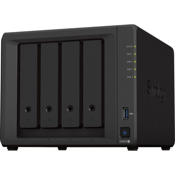 Synology DiskStation DS923+ 4-Bay NAS (AMD R1600, Core 2, 4GB RAM upgradeable to 32GB, NVME M.2 slot x2, GBE LANx2)
