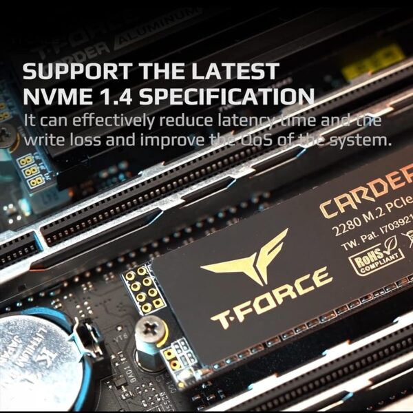 TeamGroup T-Force Cardea A440 PRO Aluminium 2TB – Aluminium Heatsink PCIe Gen4x4 NVME M.2 SSD / 3D TLC NAND, up to Read 7400MB/s, Write 7000MB/s, TBW 1,400TBW, DRAM Cache – TM8FPRO02T0C128