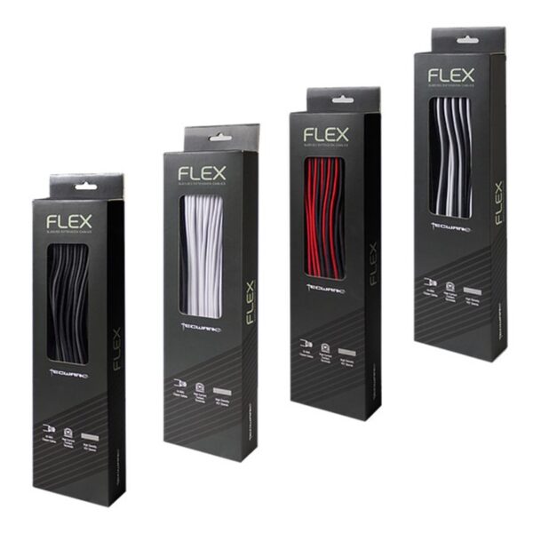 Tecware FLEX Sleeved Extension Cable Set – Black/Red : TWAC-FLEXBKRD