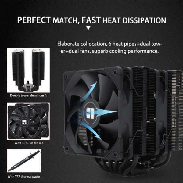 Thermalright Peerless Assassin 120 Black CPU Cooler / with C12B Fans x2 (AMD / Intel) – PA120 Black