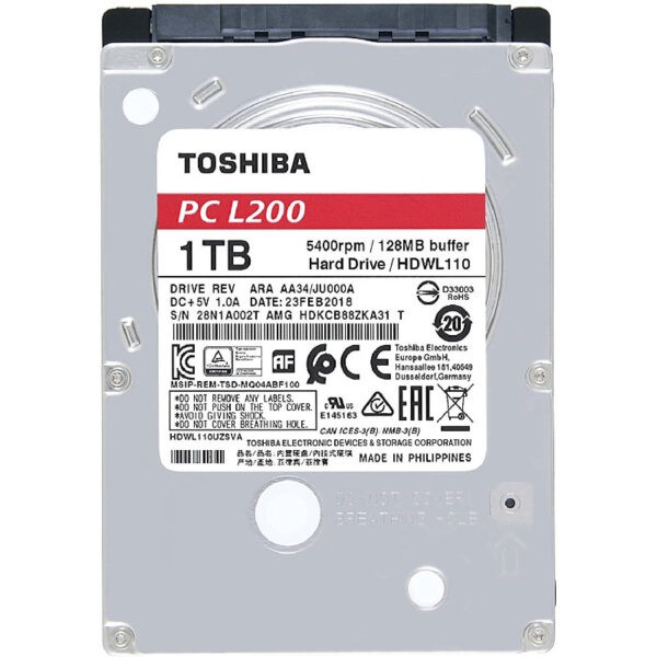 Toshiba L200 1TB internal 2.5 inch SATA3 HDD / 128MB – HDWL110 (Warranty 2years with Kaira)