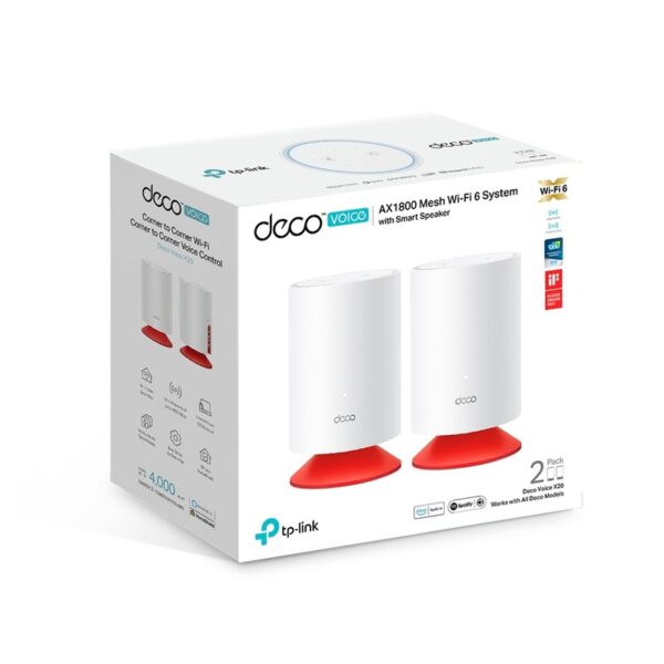 TP-Link Deco voice X20 (2pcs pack) AX1800 Whole Home MESH Wi-Fi 6 System with Alexa Built-in (Warranty 3years with TPLink SG)