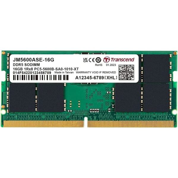 Transcend JetRam 16GB DDR5 5600MHz CL46 1.1V SODIMM Notebook or Mini PC RAM / 1Rx8 – JM5600ASE-16G