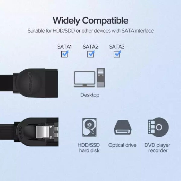 UGreen 30797 US217 SATA3 Cable / 90Deg / 0.5m / Black
