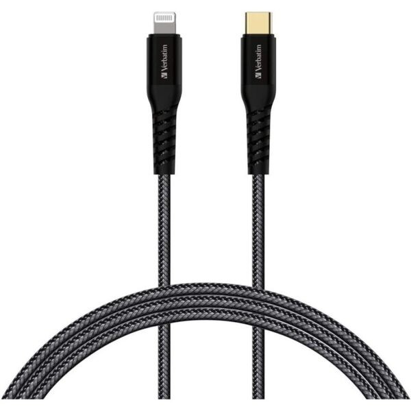 Verbatim 66048 Tough Max Type-C to Lightning Cable, support PD charging up to 3A – 120cm (Black) : 1088-2007