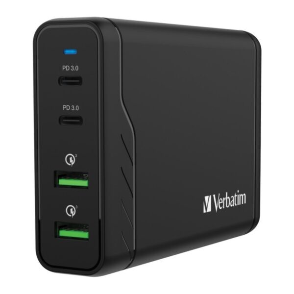Verbatim 66402 4 Port 100W Type-C PD & QC 3.0 USB Charger (Black)