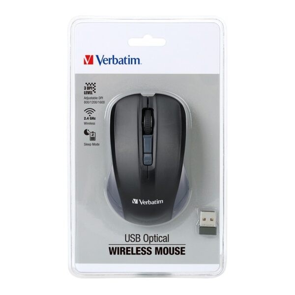VERBATIM 66629 USB Optical Wireless Mouse – Grey/Black