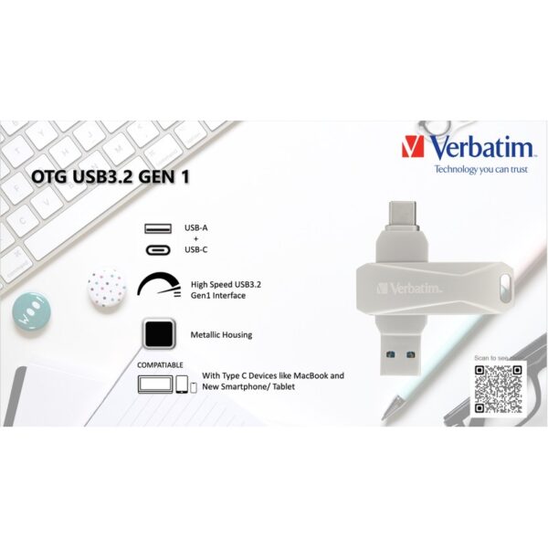 Verbatim OTG Dual USB3.2 Gen 1 Drive (64GB) (Type-C / USB-Type A) – 66796