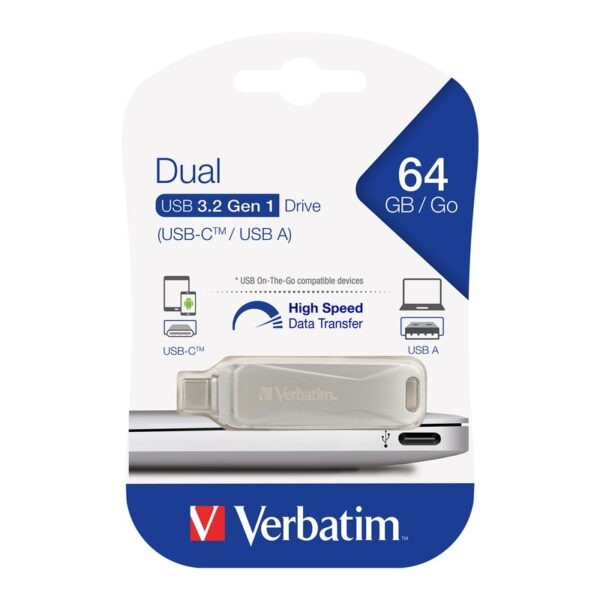 Verbatim OTG Dual USB3.2 Gen 1 Drive (64GB) (Type-C / USB-Type A) – 66796