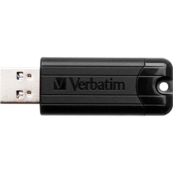 Verbatim PinStripe USB3.2 Gen1 128GB (Black / Antibacterial) Store’n’Go USB3.0 Flash Drive / Treated with Microban – 66777)