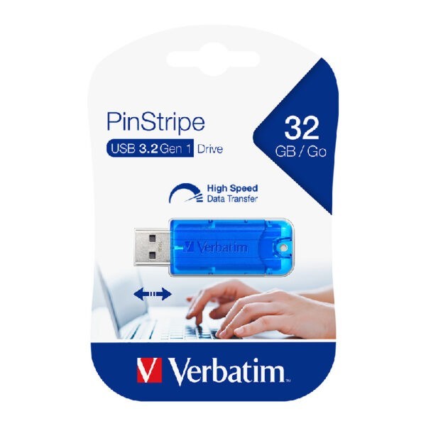Verbatim PinStripe USB3.2 Gen1 32GB (Blue) Store’n’Go USB3.0 Flash Drive – 66407 (Warranty 2years)
