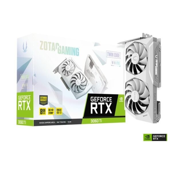 ZOTAC Gaming Geforce RTX 3060 Ti Twin Edge White Edition 8GB GDDR6X PCI-Express Graphics Card – White : ZT-A30620J-10P (Warranty 3+2years upon registration on ZOTAC SG)